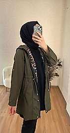 Leopar astarlı Trençkot