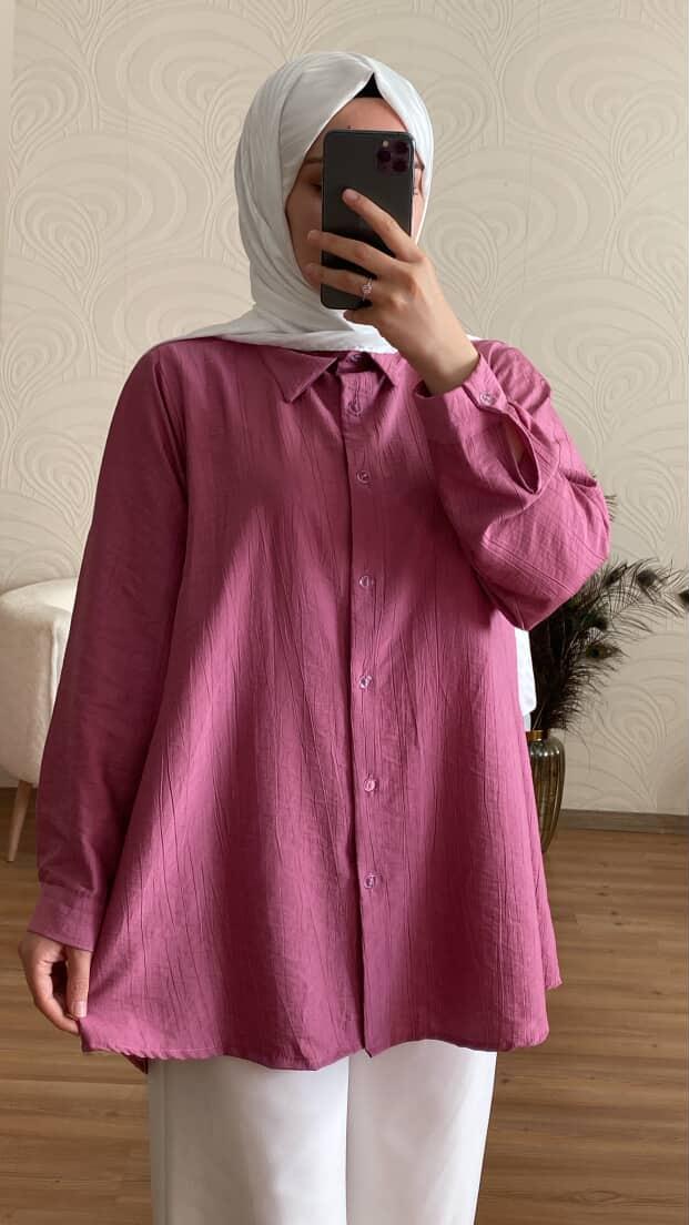 Arkası düğme detaylı gömlek